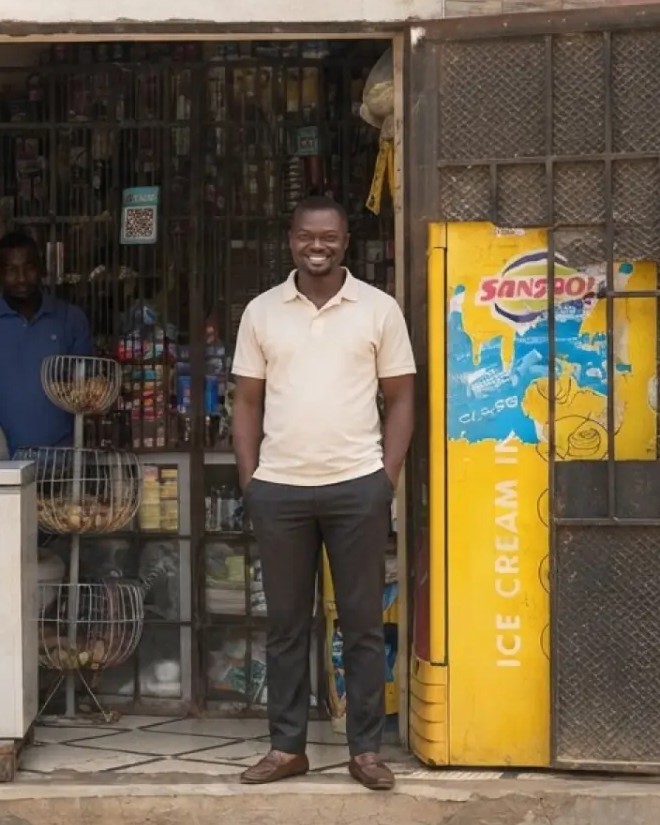 Moussa dans l'une de ses boutiques
